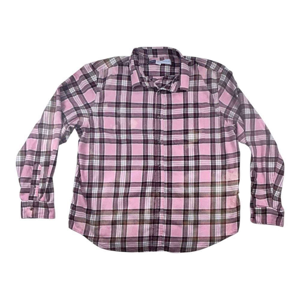 Custom Made Betty Boop Bleached Pink Plaid Flannel Shirt XXL Graphic Back Y2K - Picture 3 of 9